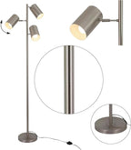 Tree Floor Lamp with 3 Light Bulbs,Nickel Standing Tall Pole Lamp with 3 Adjustable Rotating Lights,Farmhouse Floor Lamp for Living Room Bedroom Office,Vintage Standing Lamp 9W E26 LED Bulbs Included.