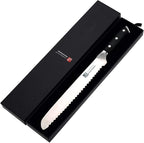 Qin Dynasty Series Bread Knife Pro Kitchen Knife 10 Inch Serrated Edge Cake Knife High Carbon German Stainless Steel Sharp knife with Ergonomic Handle