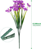 12 Bundles Artificial Flowers Outdoor UV Resistant Fake Flowers No Fade Plastic Plants Garden Porch Window Box Decorating (Purple)