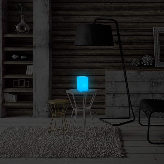 Mr.Go 6-inch Dimmable LED Night Light Mood Lamp for Kids and Adults - 16 RGB Colors - 8 Level Dimming - 4 Lighting Effects - Rechargeable - Remote Control - Decorative - Fun and Safe - White Cube