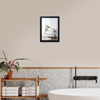 Framed Kids Bathroom Decor Funny Bathroom Wall Art Black and White Wall Decor Cute Penguins in Bathtub Canvas Print Painting Farmhouse Animal Artwork