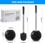 Toilet Brush and Holder 2 Pack, 304 Stainless Steel Toilet Brush with Extended and Durable Comfortable Brush Handle, Toilet Bowl Brush for Bathroom Toilet - Ergonomic, Pratical Durable (Black)