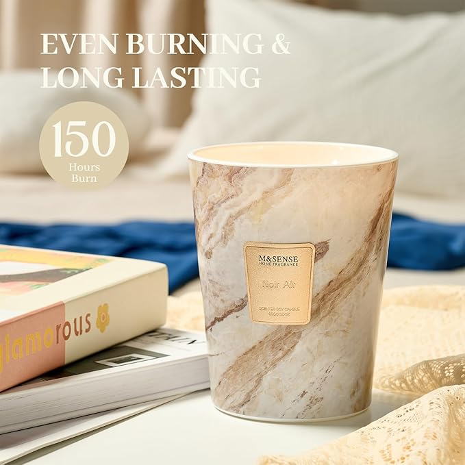 M&SENSE NoirAir Scented Candles for Home, 3-Wick Highly Scented Jar Candles, Extra Large Candle 35 Oz 150 Hours Long Lasting Burning, Relaxing Aromatherapy Candle for Stress Relief, Meditation