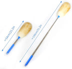 Wool Lambswool Extendable Cleaning Brush Duster 21.2-51.2in,Anti-Static with Stainless Steel Extension Pole,Comfortable Grips,for Office,Home,Car,Piano,Guitar and Other Stringed Instruments