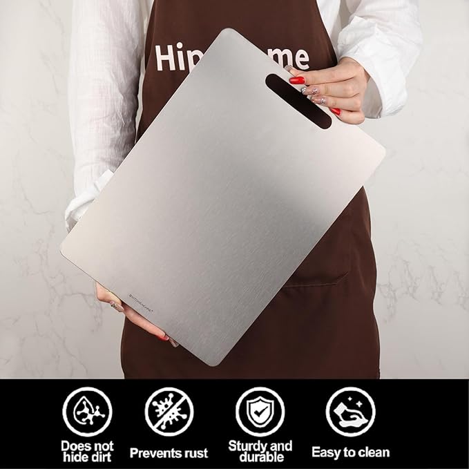 100% Pure Titanium Cutting Boards for Kitchen,2-in-1 Smooth Side & Textured Side For Cutting Meats, Double-sided Titanium Cutting Board Fruits And Vegetables, for Kitchen Outdoor Holiday Gifts(12x9)