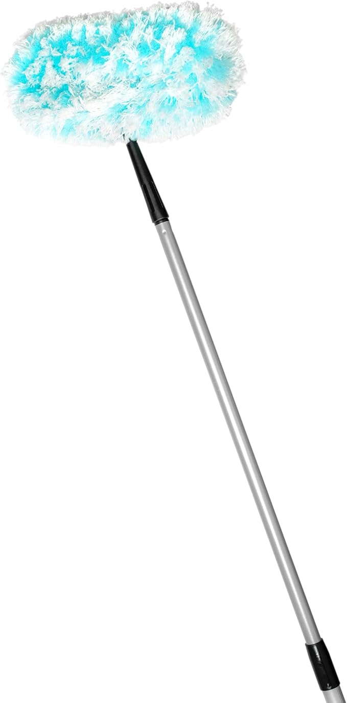 Fuller Brush Fuzzy Fan Duster – Dust & Clean Ceiling Fans, Walls, Woodwork – Polystatic & Microfiber Grabs & Holds Dust, Lint, Cobwebs & Dirt - Fan Duster with Handle (Teal)