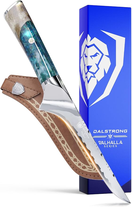 Dalstrong Boning Knife - 6 inch - Valhalla Series - 9CR18MOV HC Steel - Celestial Resin & Wood Handle Gift Knife - Fillet, Meat Cutting, Carving, Bone, Trimming, Deboning - Leather Sheath