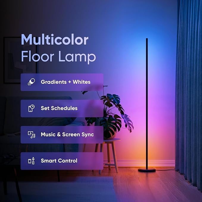 Nanoleaf Matter Smart Floor Lamp, LED Standing Lamps Work with Alexa, Music Sync Corner Lamp,16 Million Colors, 1700lm RGBTW Floor Lamp with Voice Control for Living Room, Ambient Lighting Bedroom