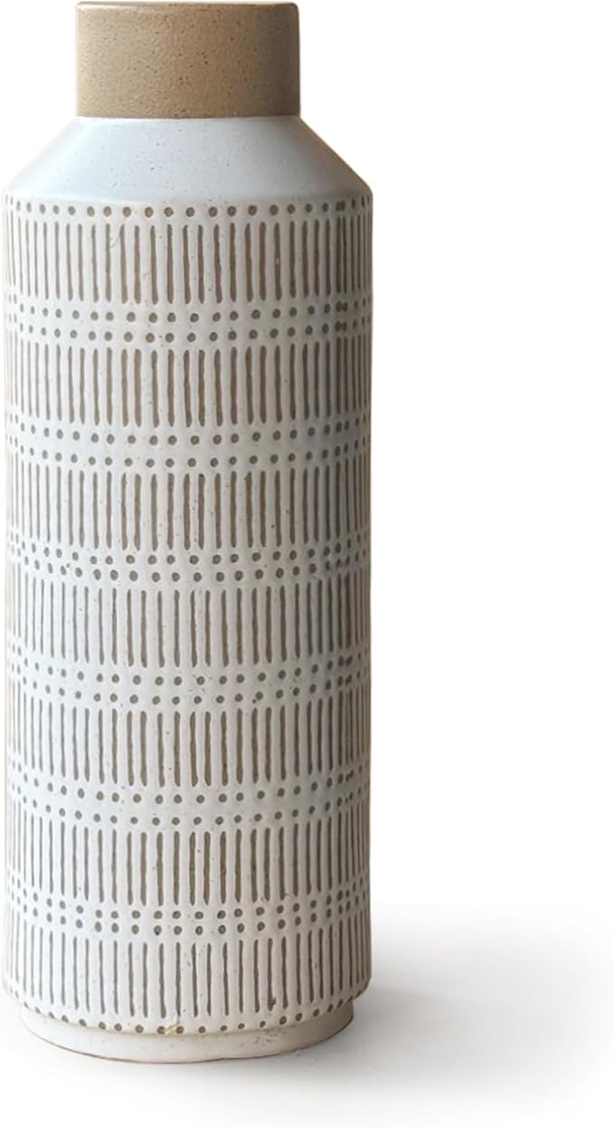 Rustic Large Ceramic Vase for Living Room Bedroom 15.75'' Farmhouse Flower Vase for Fake Plant Home Decor Office Table Shelf Fireplace Centerpieces Retro Vintage Classic Modern Gift