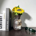 Rustic Pottery Ceramic Vase - Vintage Farmhouse Style Decor, White Grid Ceramic Vases for Home Decor, Modern Farmhouse Decor (Black white)