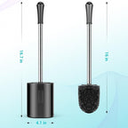 Toilet Brush and Holder, 3 Pack Compact Size Toilet Bowl Brush with Stainless Steel Handle, Small Size Plastic Holder Easy to Hide, Space Saving for Storage, Drip-Proof, Easy to Assemble Black
