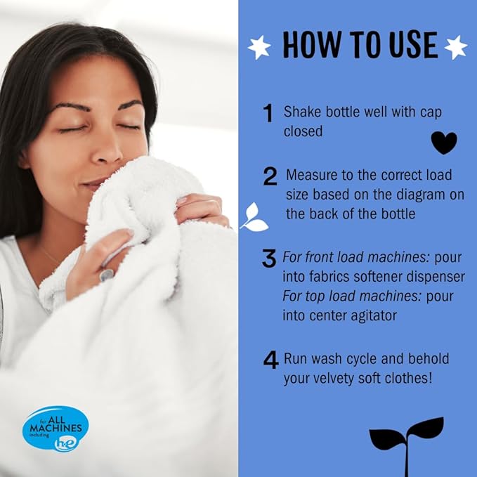 Molly’s Suds Fabric Softener Liquid for Sensitive Skin | Vinegar-Powered, Infused with Essential Oils | Fights Static, Reduces Wrinkles, Deodorizes | Ocean Mist, 50 Loads