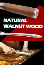 YOUSUNLONG Breaking Knives 8 inch Butcher Knife Japanese Hammered Damascus Steel Natural Walnut Wooden Handle
