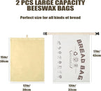 Reusable Bread Bags for Homemade Bread, Large Cotton Beeswax Bags, Sourdough Bag, Beeswax Bag, Sourdough Storage(2 Pack) Noblefuny