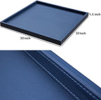 30 * 30 Inch Rectangular Ottoman Tray | Textured PU Leather, Waterproof & Heat-Resistant Storage for Coffee/Dining Tables, Sofa, Bed, Entertainment & Party (Navy Blue, 30 * 30in)