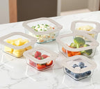 Glass Food Containers with Glass Lid, Microwave Safe Food Storage Container Set, 6 Pack Square Shape, Large Size Airtight Storage Set with Leak Proof Lids, Meal Prep Containers