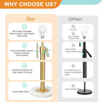 【Upgrade】 Gold Floor Lamps for Living Room, 55"-67" Height Adjustable Modern Standing Lamp with Marble Base, Pull Chain Switch, 3-Way Dimmable Tall Pole Lamp for Bedroom Office Reading, Bulb Included