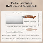 HEZHEN Cleaver Knife 7.1 inch, German 1.4116 Steel & Ergonomic Red Wood Handle, Sharp Meat Cleaver for Meat Cutting Vegetable Slicing