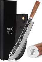 YOUSUNLONG Breaking Knives 12 inch Max Bull Nose Butcher Knife Japanese Hammered Damascus Steel Natural Walnut Wooden Handle