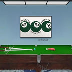 Green 8 Ball Poster, Lucky Me Lucky You Lucky Us Quote Canvas Wall Art, Playful Billiards Balls Picture Print, Retro 8ball Pool Painting for Bar Cart Game Room Man Caves Wall 8x12in Unframed