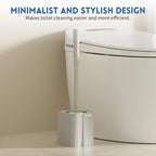 Toilet Brush and Holder Set, Silicone Toilet Bowl Cleaner Brush Bristles, Bathroom and RV Cleaning Tools, Space Saving Toilet Scrubber, Wall Mountable. (Grey)