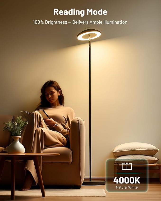 LED Floor Lamp with RGB Star Projector & Remote, Stepless 3000-6000K Color Changing Standing Lamp, Dimmable Black Corner Lamp, 15W Modern 69" Tall Light for Bedroom, Kids Room, Living Room