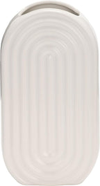 Sagebrook Home Boho Ceramic Vase - Embossed Arch Stoneware Flower Holder, Minimalist Modern Decor for Home, Office & Bedroom - 11" White