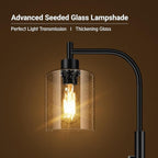 BoostArea Dimmable Floor Lamp, Standing Lamp with Seeded Glass Lampshade, 6W LED Bulb Included, Modern Floor Lamp, Industrial Floor Lamp, Bright LED Floor Lamp for Living Room and Bedroom, Office