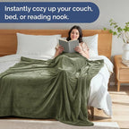 Ultra Soft Fleece Blanket Throw Size - Flannel Fleece Luxury Throw Blanket - Lightweight for Couch Bed Chair - Thick, Warm & Breathable - All Season Cozy Fuzzy, Anti-Static Microplush Bedding, Olive