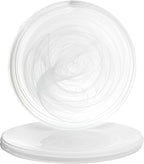 Vikko Dinner Plates, Set of 4 White Alabaster Plates, 11" Plate with Marbelized, Swirl Design, Elegant Glass Plate, Dishwasher Safe