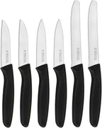 Paring Knife Set 6PCS, Ultra Sharp Kitchen Knives, Cutting & Peeling Knives, Kitchen Knives for Home Essentials, PP Plastic Handle-Black
