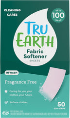 Tru Earth Fabric Softener Sheets | Original Eco-Strip Liquidless Detergent for Travel | 50 Sheets | Fragrance-Free