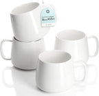 Teocera 16oz Ceramic Coffee Mugs Set of 4 – Stackable Latte Cups, Microwave, Dishwasher & Oven Safe – Ideal for Coffee, Cappuccino, Hot Chocolate, Housewarming Gifts，White