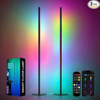 Corner Floor Lamp, 2 Pack RGB IC Corner Lamp 55" with APP Control, 16 Million Colors, Timing Function and Music Sync, Color Changing Ambient Lighting for Living Room Bedroom Gaming Room Upgraded