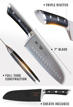 Dalstrong Santoku Knife - 7 inch - Gladiator Series ELITE - High Carbon German Steel - Sheath Included - Razor Sharp Kitchen Knife - Asian Vegetable Knife - NSF Certified