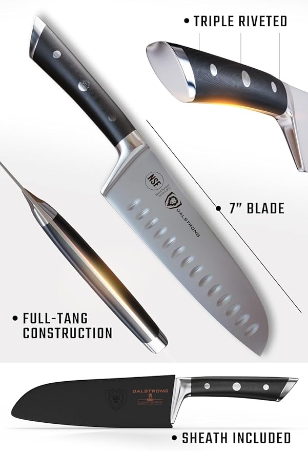 Dalstrong Santoku Knife - 7 inch - Gladiator Series ELITE - High Carbon German Steel - Sheath Included - Razor Sharp Kitchen Knife - Asian Vegetable Knife - NSF Certified