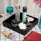 Glossy Black Sturdy Acrylic Serving Tray with Handles-10x10Inch-Serving Coffee,Food,Breakfast,Butler-Kitchen Countertop Tray-Makeup Drawer Organizer-Vanity Table,Ottoman Tray-Decorative Tray