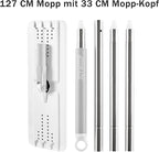 JOYMOOP Flat Mops, Microfiber Mop for Floor Cleaning and Wall Cleaner, 50" Mop Handle with Flexible 13" Flat Head with a Microfiber Mop Pad - White