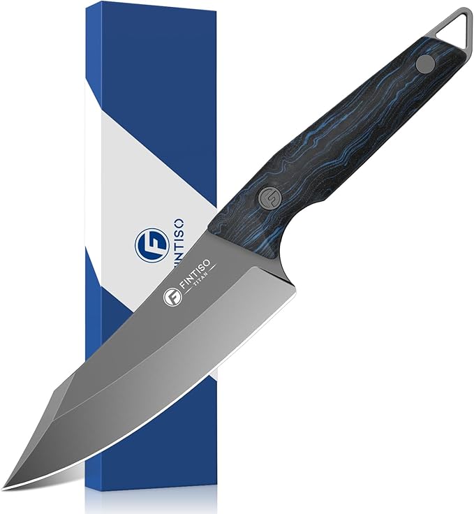 FINTISO 14C28N Steel Viking Knife, Japanese Butcher Knife with G10 Handle, Ultra Sharp Meat Cleaver Boning Knives for Meat Cutting, Outdoor Kitchen Chef Knives Best Gift (Red)