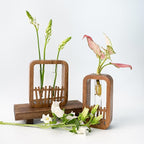 Plant Terrarium with Wooden Stand & Glass Test Tube - for Hydroponic Plants, Home Garden Office Decor, Unique Birthday, Housewarming for Plant Lovers