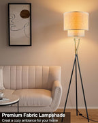 Lightdot Gold Tripod Floor Lamp, Modern Floor Lamp for Living Room, Standing Lamp with Linen Shade, E26 Bulb Included, 66" Tall Floor Lamps for Bedroom, Home Office