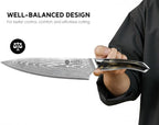 Damascus Knife Set 3 PCS: Ultra-Sharp Professional Chef Knife Set, Japanese Kitchen Knives with VG10 Steel Core, Full Tang Resin Handle, Elegant Box