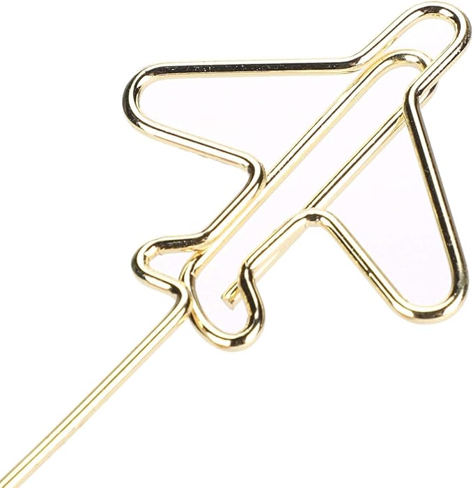 10Pcs Table Number Holders, Message Clip Gold Place Card Holder Desktop Metal Business Card Photo Golden Airplane Holder with Base Table Card Holder Stands Centerpieces for Wedding