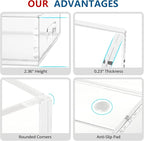 Acrylic Serving Tray with Handles-16x12x2.36Inch-Decorative Tray Letter Tray Organizer for Ottoman Coffee Table Countertop, Clear