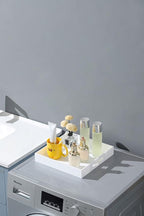 Glossy White Sturdy Acrylic Serving Tray with Handles-12x12 Inch-Serving Coffee,Appetizer,Breakfast,Butler-Kitchen Countertop Tray-Makeup Drawer Organizer-Vanity Table,Ottoman Tray-Decorative