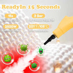 Touchscreen Steam Cleaner 1100ML 2500W High Temperature Pressure Handheld Steam Cleaning Machine with Brush Heads and Gloves 7 in 1 for Car Floor Kitchen Bathroom Window Furniture (Yellow)