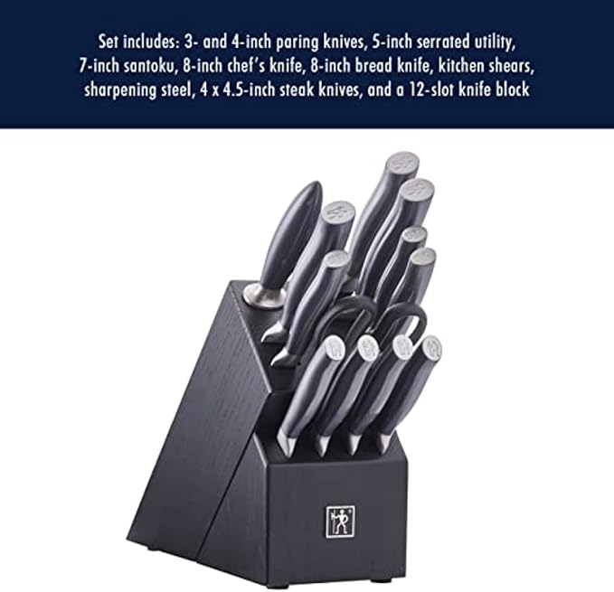 HENCKELS Graphite Razor-Sharp 13-pc Knife Set German Engineered Informed by 100+ Years of Mastery, Chefs Knife, Black/Stainless