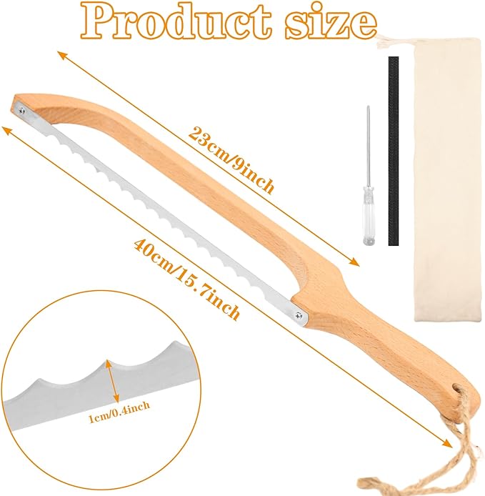 Bread Slicer for Homemade Bread Bow Knife-Ergonomic Design,Sourdough Bread Cutter Premium Stainless Steel Serrated Saw，Bread Knife for Precise Cutting Variety Bread (2)