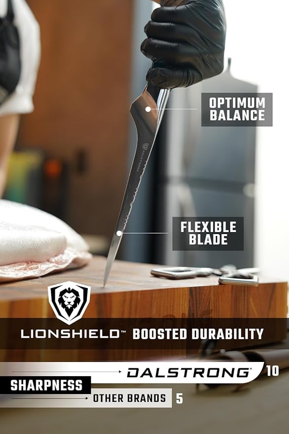 Dalstrong Fillet Knife - 7 inch Flexible Blade - Valhalla Series - Celestial Resin & Wood Handle Gift Knife - Fish Meat Cutting, Carving, Bone, Trimming, Deboning - Leather Sheath Included