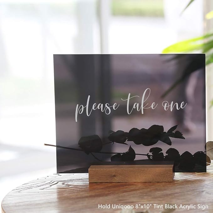 UNIQOOO 6 Pack 5.5” Wood Stands for Wedding Acrylic Sign, Extra Large Wooden Sign Holder for 1/8 Thick Plexiglass Sheets Up to 16”| Perfect for Table Numbers, Menu Display, Retail Sign, Restaurant